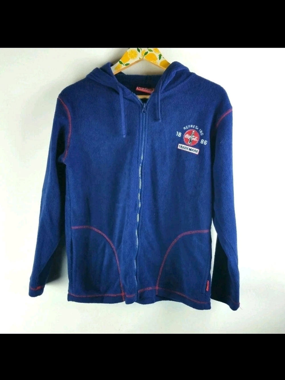 Coca Cola‎ Coke Blue Fleece Hoodie Sz S Blue and red coke fleece hoodie Hooded